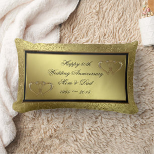 Classic Golden Wedding Anniversary Lumbar Pillow