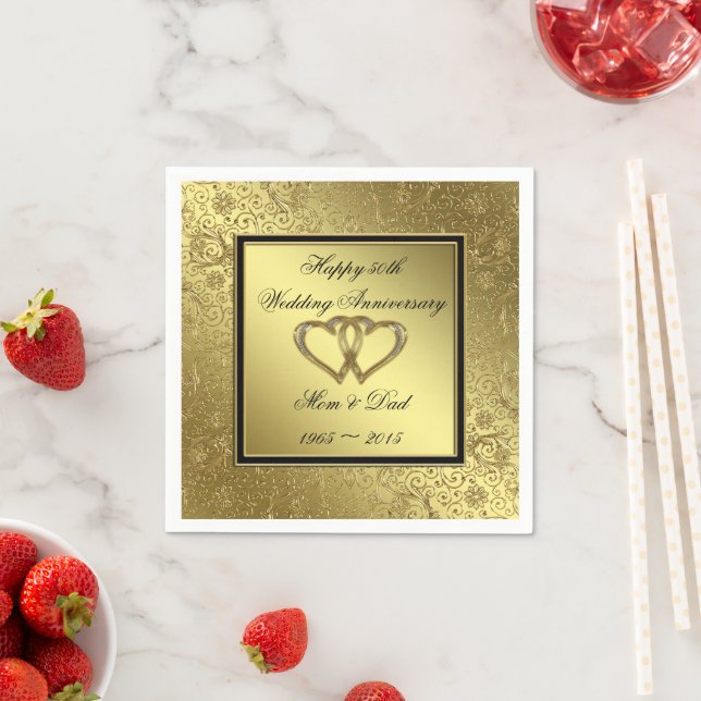 Classic Golden Wedding Anniversary Paper Napkins (Insitu)