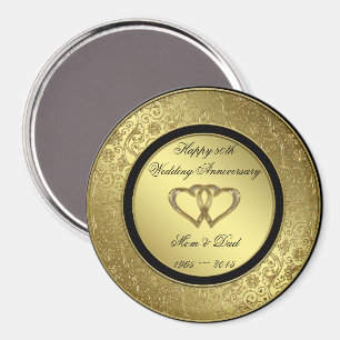 Classic Golden Wedding Anniversary Round Magnet