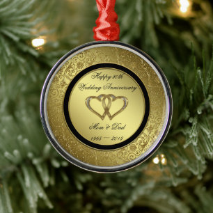 Classic Golden Wedding Anniversary Round Ornament