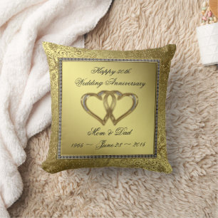 Classic Golden Wedding Anniversary Throw Pillow