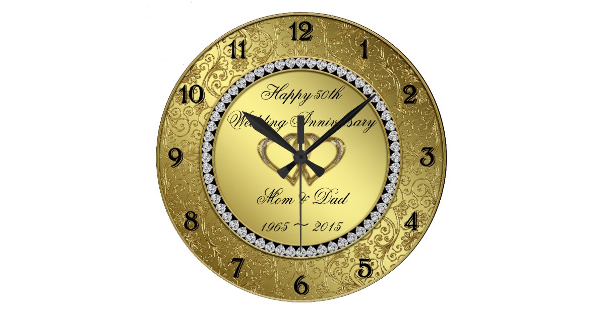 Classic Golden Wedding Anniversary Wall Clock Zazzle.co.uk