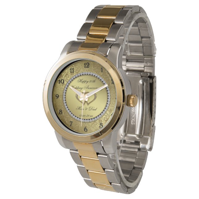 Classic Golden Wedding Anniversary Watch (Angled)