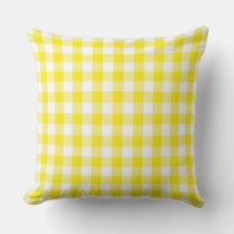 Classic Golden Yellow Gingham Throw Pillow