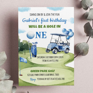 Classic Golf Boy Hole In One Birthday Invitation