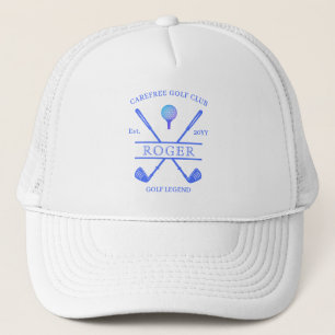 Classic Golf Club Name Modern Blue Trucker Hat