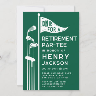 Classic Golf Clubs Retirement Party Photo Green Invitation