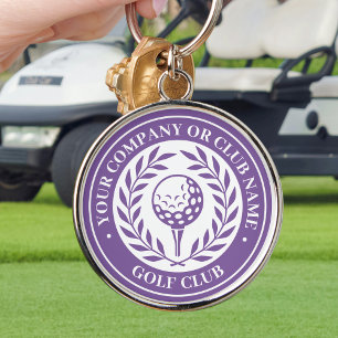 Classic Golf Keychain Custom Name Purple