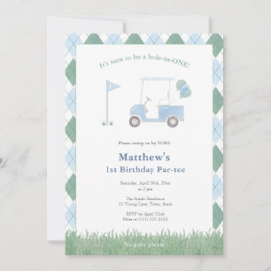 Classic Golf Pattern 1st Birthday Par-tee Party Invitation