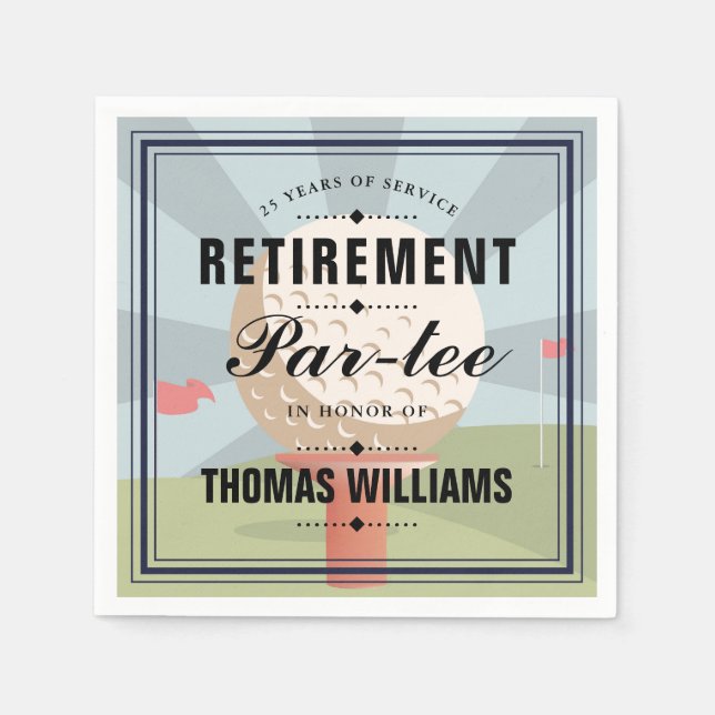 Classic Golf Retirement Partee Party  Napkin (Front)