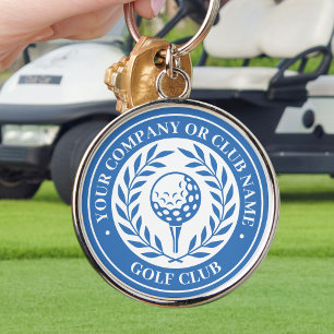 Classic Golf Victory Wreath Custom Name Blue Key Ring