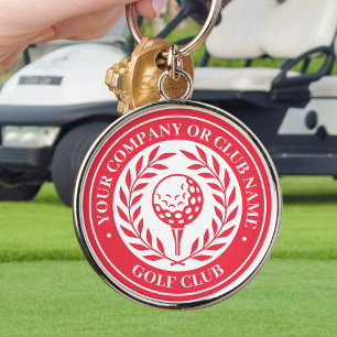 Classic Golf Victory Wreath Custom Name Red Key Ring