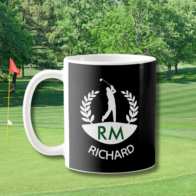 CLASSIC GOLFER MONOGRAM NAME COFFEE MUG (Creator Uploaded)