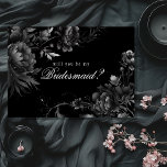 Classic Gothic Black Bridesmaid Proposal Card<br><div class="desc">Introducing the timeless allure of our Classic Gothic Black Bridesmaid Proposal Card design, where elegance meets the ethereal. An enchanting touch of dark romance adorned with intricate botanical motifs, featuring black backgrounds embellished with lush peonies and delicate roses that exude a moody sophistication perfect for your special day. Offering an...</div>