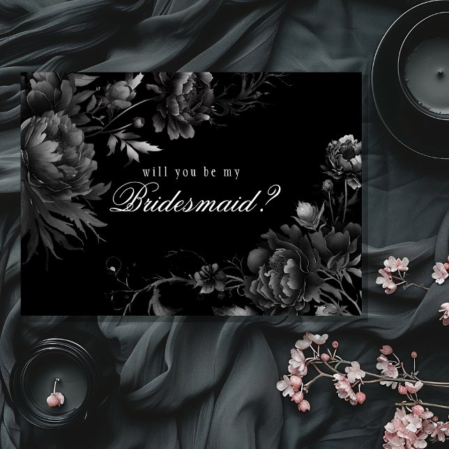 Classic Gothic Black Bridesmaid Proposal Card (Creator Uploaded)