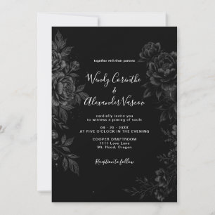 Classic Gothic Black Floral Wedding Invitation