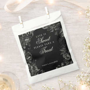 Classic Gothic Black Love is Sweet Wedding Favour Bags