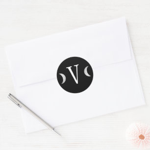 Classic Gothic Black Monogram Moon Envelope Seal