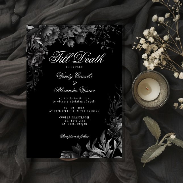 Classic Gothic Black 'Till Death Wedding Invitation (Creator Uploaded)