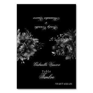 Classic Gothic Black Wedding Foldable Place Card