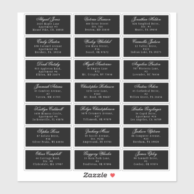 Classic Gothic Black Wedding Guest Address Sticker (Sheet)