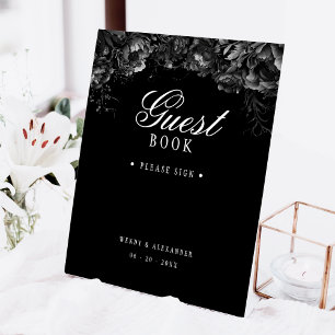 Classic Gothic Black Wedding Guest Book Pedestal S Sign