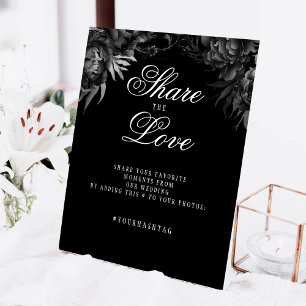 Classic Gothic Black Wedding Hashtag Pedestal Sign