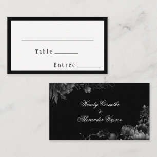 Classic Gothic Black Wedding Menu Choice Flat Place Card
