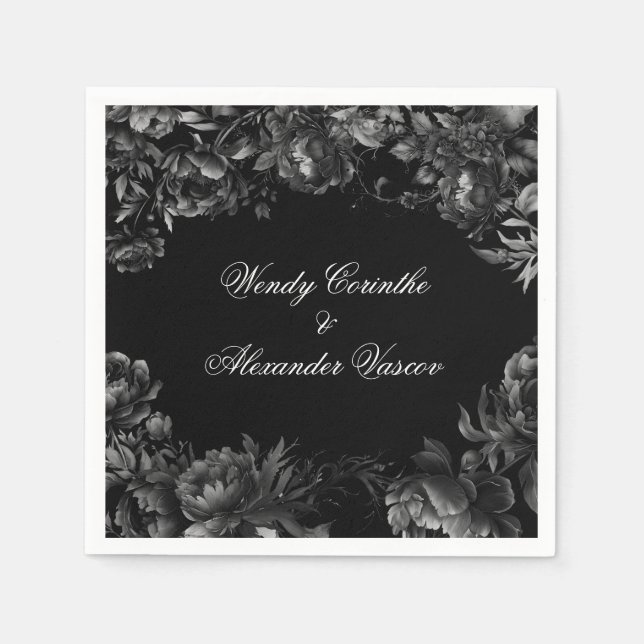 Classic Gothic Black Wedding Napkin (Front)