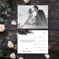 Classic Gothic Black Wedding Photo Thank You