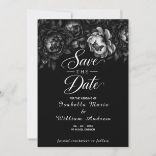 Classic Gothic Black Wedding Save The Date