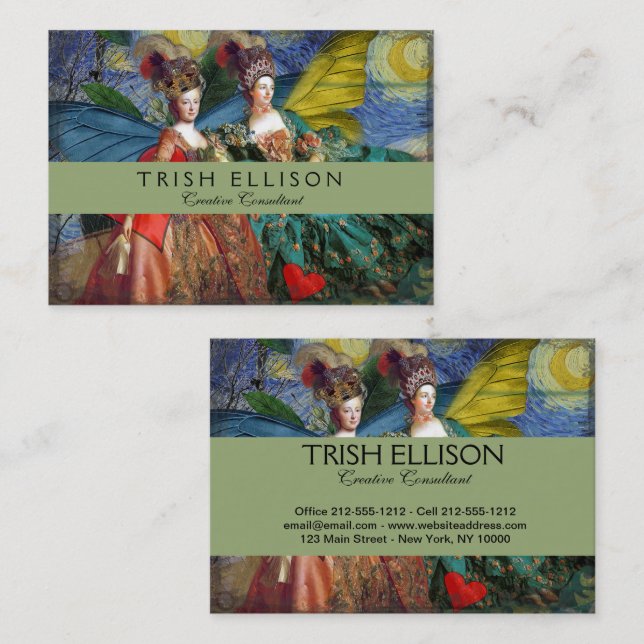 Classic Gothic Gemini Whimsical Butterfly Woman Business Card (Front/Back)