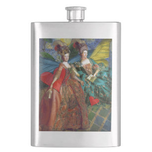 Classic Gothic Gemini Whimsical Butterfly Woman Hip Flask