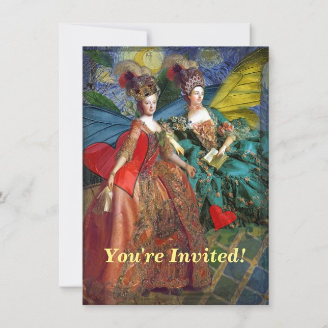 Classic Gothic Gemini Whimsical Butterfly Woman Invitation (Front)