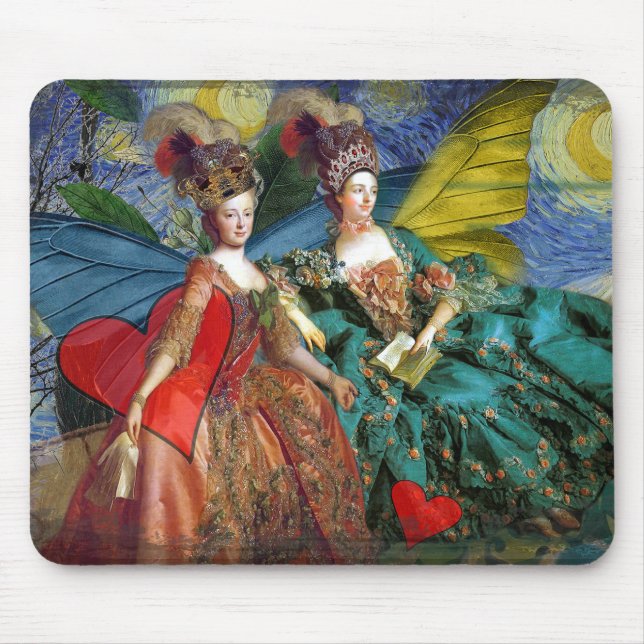 Classic Gothic Gemini Whimsical Butterfly Woman Mouse Mat (Front)