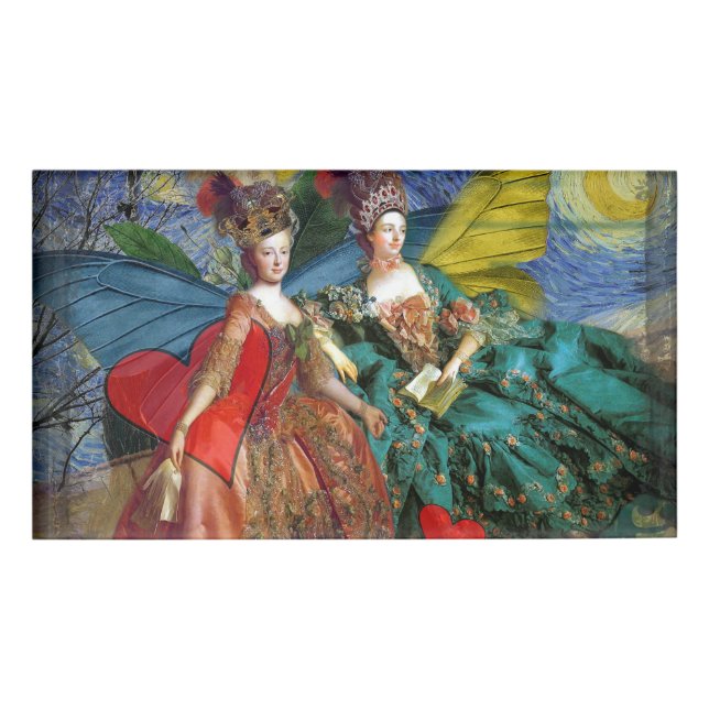 Classic Gothic Gemini Whimsical Butterfly Woman Name Tag (Front)