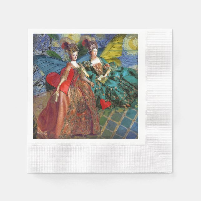 Classic Gothic Gemini Whimsical Butterfly Woman Napkin (Front)