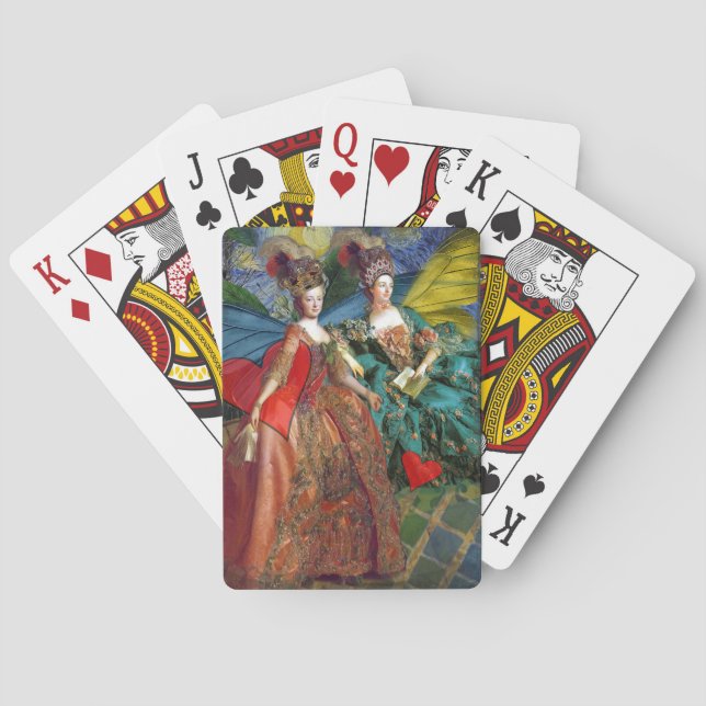 Classic Gothic Gemini Whimsical Butterfly Woman Playing Cards (Back)