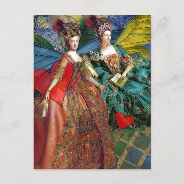 Classic Gothic Gemini Whimsical Butterfly Woman Postcard (Front)