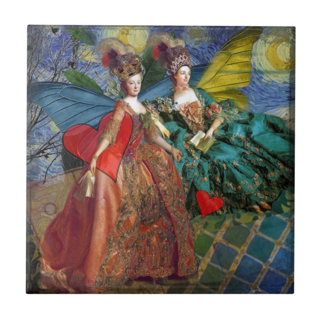 Classic Gothic Gemini Whimsical Butterfly Woman Tile (Front)