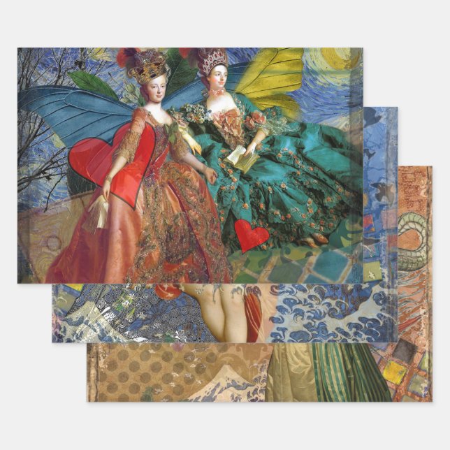 Classic Gothic Gemini Whimsical Butterfly Woman Wrapping Paper Sheet (Set)