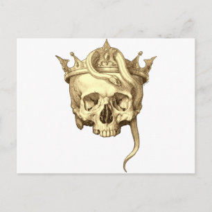 Classic Gothic Skull and Snake Crown Monotone Postcard