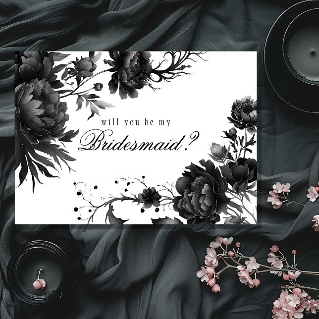 Classic Gothic White Bridesmaid Proposal Card (Creator Uploaded)