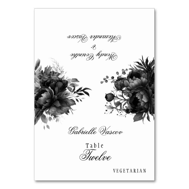 Classic Gothic White Wedding Foldable Place Card (Front)