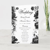 Classic Gothic White Wedding Folded Program
