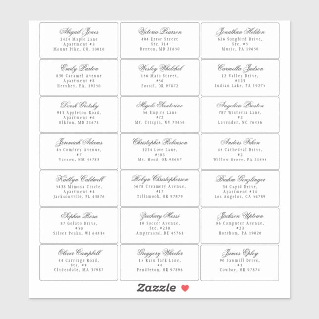 Classic Gothic White Wedding Guest Address Sticker (Sheet)