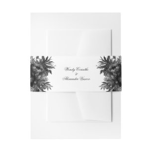 Classic Gothic White Wedding Invitation Belly Band