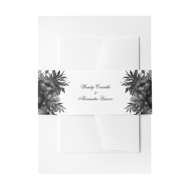 Classic Gothic White Wedding Invitation Belly Band (Front Example)
