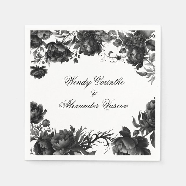 Classic Gothic White Wedding Napkin (Front)