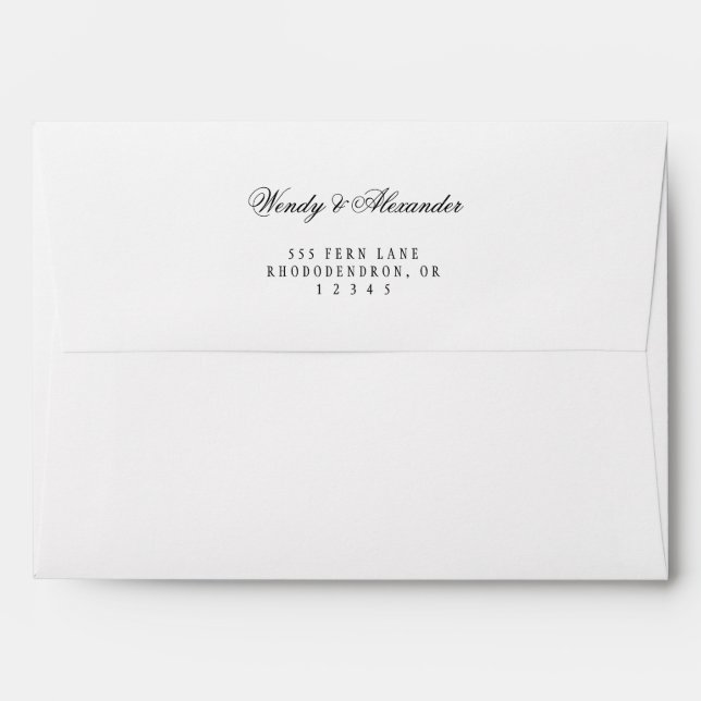 Classic Gothic White Wedding Return Address Envelope (Back (Top Flap))